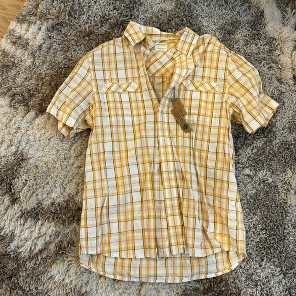 NWT Madison Men Orange Plaid Button Down Shirt